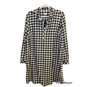 J. Jill Size Large Gingham Print Shirt Dress with Pockets